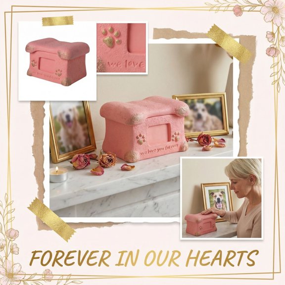 Pet Urn Memorial Keepsake, Creative Pet Bereavement Urn With "We Love You Forever" Engraving, Cat/Dog Memory Holder For Home Decor