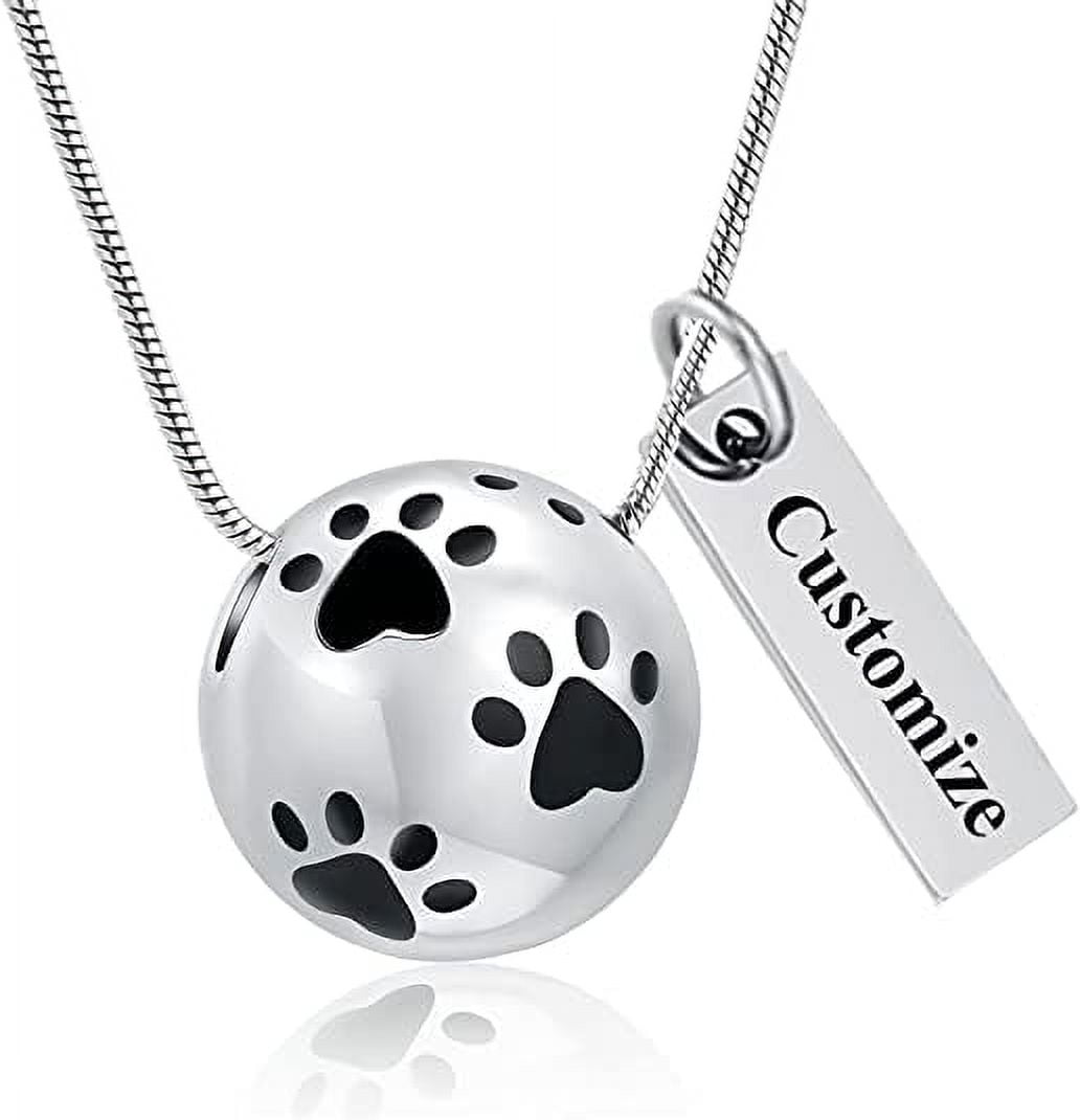 Dog Paw Cremation Jewelry for Ashes Pet Memorial Necklace Ash Urn