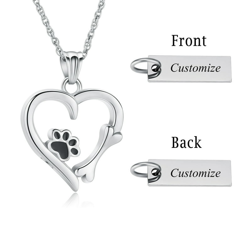 Personalized Dogs Leave Pawprints Heart Necklace Personalized Dogs Leave Pawprints Heart Necklace
