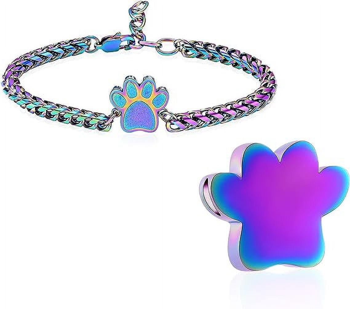 Pet Urn for Ashes Bracelet, Dog/Cat Paw Print Bracelets Cremation ...