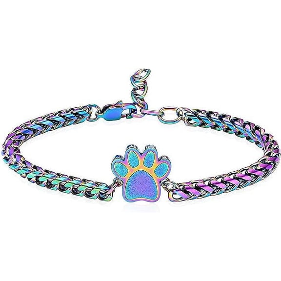 Pet Urn for Ashes Bracelet, Dog/Cat Paw Print Bracelets Cremation Jewelry for Ashes Paw Print Urn Bracelet Memorial Ash Keepsake Cremation Jewelry