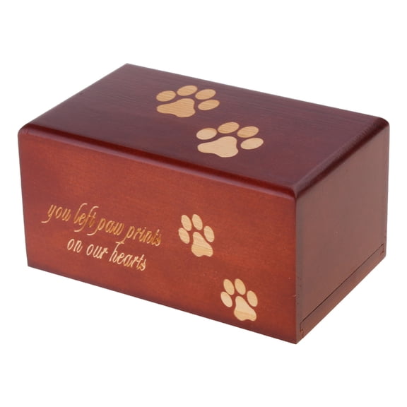 Pet Urns with Paw Print Funeral Cremation Small Box Wood Urn Loving Memory Pet Urn Paw Print Caskets