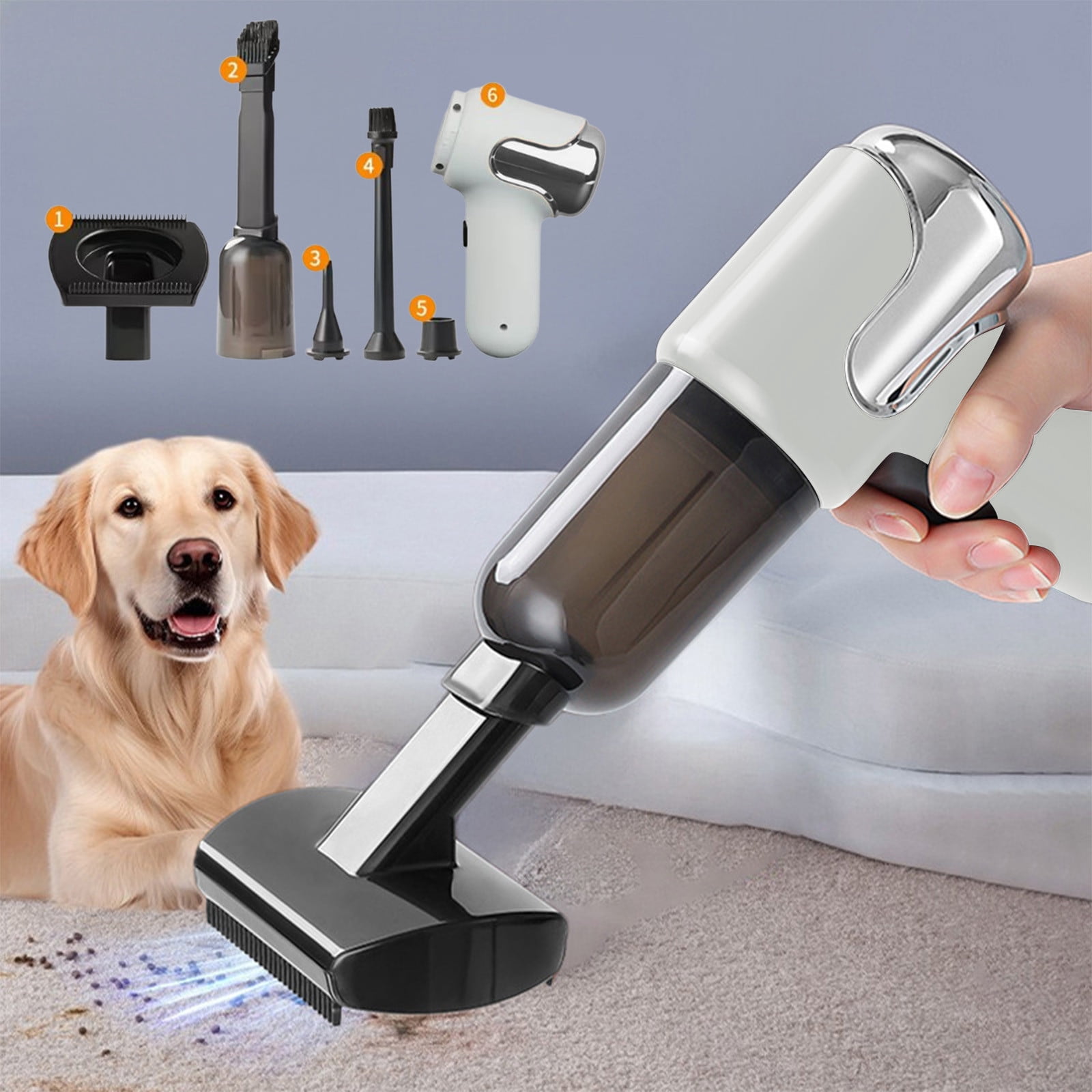 Pet Vacuum Cleaner, Portable Handheld Car Vacuum with 15000Pa Suction, Wireless USB Rechargeable Mini Vacuum for Pet Hair Carpet Furniture, White