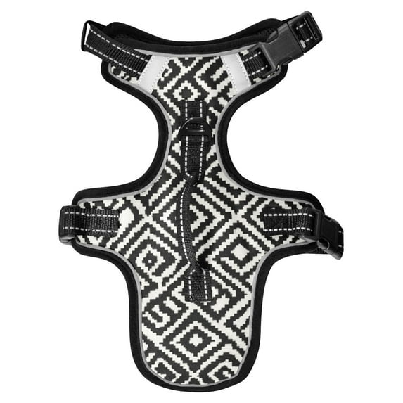 Pet Vest For Walking With Handle Adjustable Reflective Dog Cat Harness Black&white Llines Pattern