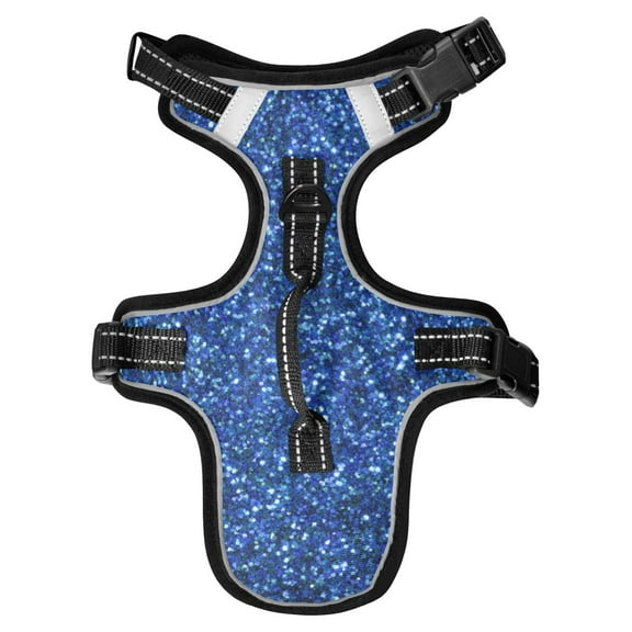Pet Vest For Walking With Handle Adjustable Reflective Dog Cat Harness Blue Bling