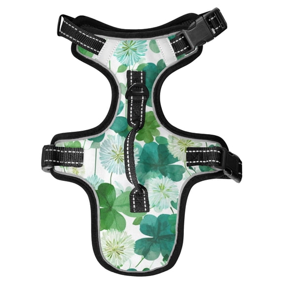 Pet Vest For Walking With Handle Adjustable Reflective Dog Cat Harness Clover Leaves