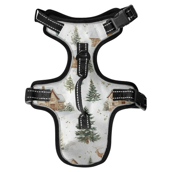 Pet Vest For Walking With Handle Adjustable Reflective Dog Cat Harness Cozy Christmas Pattern