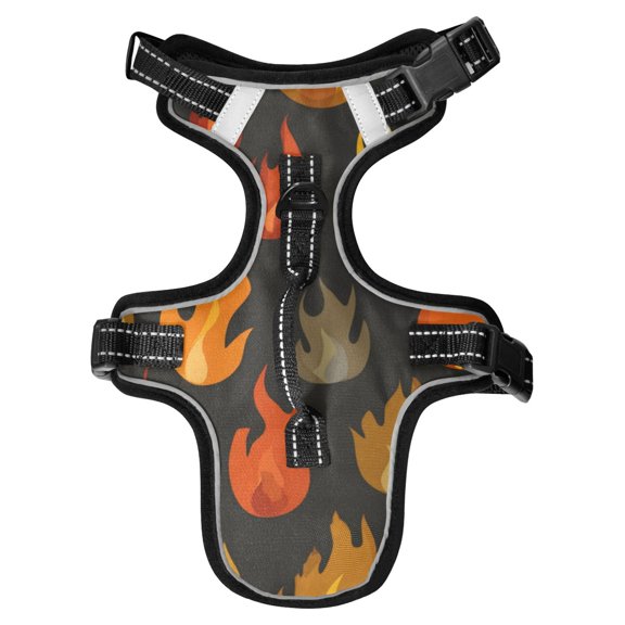 Pet Vest For Walking With Handle Adjustable Reflective Dog Cat Harness Flames