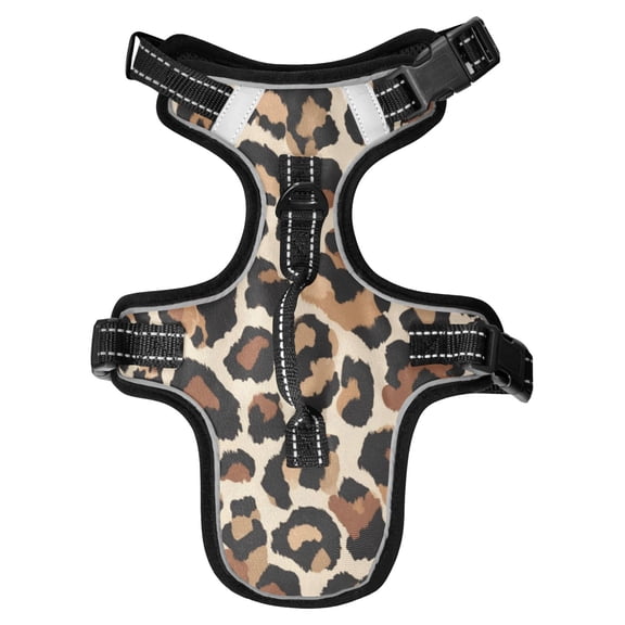 Pet Vest For Walking With Handle Adjustable Reflective Dog Cat Harness Leopard Print