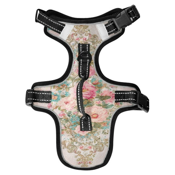 Pet Vest For Walking With Handle Adjustable Reflective Dog Cat Harness Light Vintage Floral