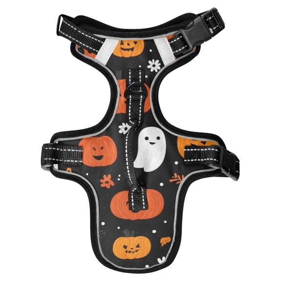 Pet Vest For Walking With Handle Adjustable Reflective Dog Cat Harness Pumpkin Faces