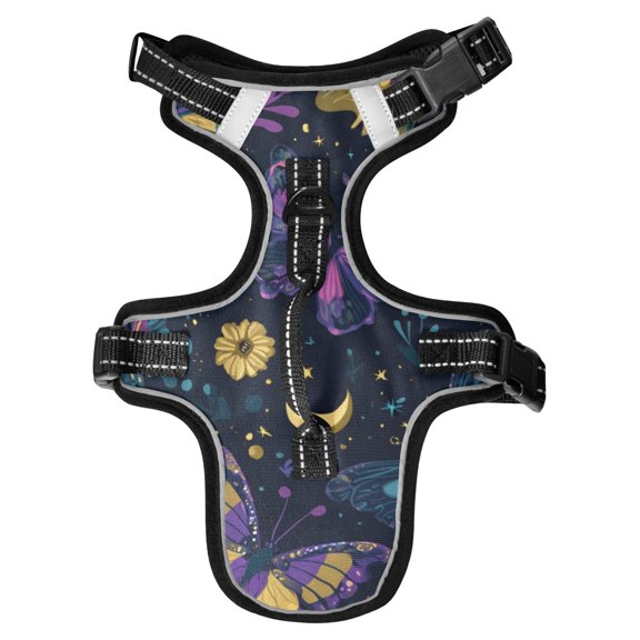 Pet Vest For Walking With Handle Adjustable Reflective Dog Cat Harness Seamless Pattern with Butterflies
