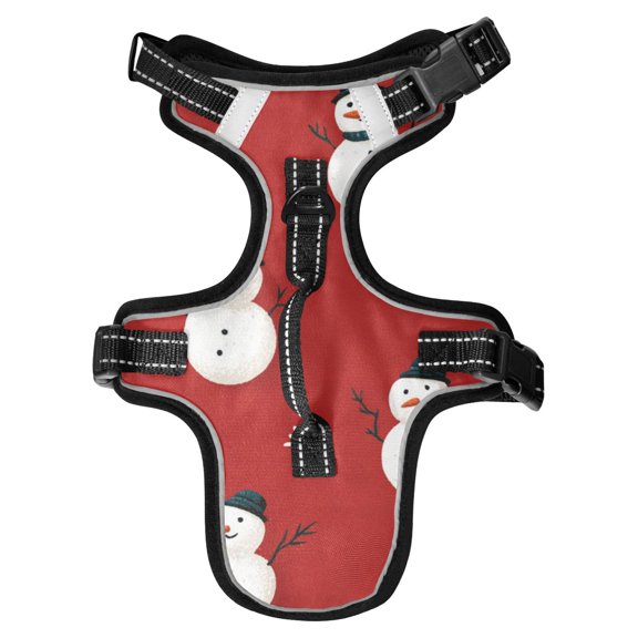 Pet Vest For Walking With Handle Adjustable Reflective Dog Cat Harness Snowmen Pattern