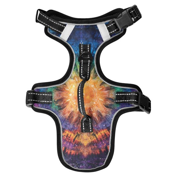Pet Vest For Walking With Handle Adjustable Reflective Dog Cat Harness Tie-dye Pattern