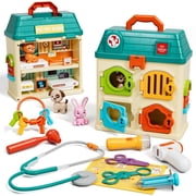 Pet Vet Toy Doctor Kit for Toddler, Pretend Play Set Vet Clinic Toys, Pet Care Playset Animal with Medical Accessories, Hospital Pretend Play Set Vet Toys for 2 3 4 5 6 Year Old Boys Girls Gift