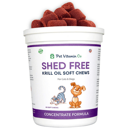 Pet Vitamin Co - Krill Oil Shed-Free Soft Chews for Dogs - Reduce Shedding