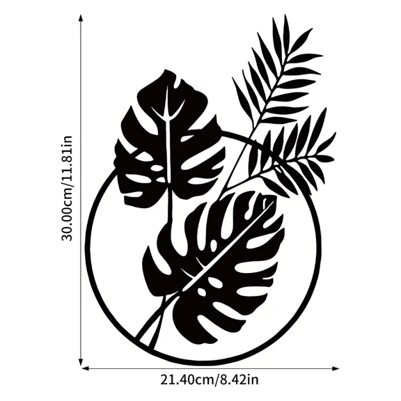Metal Wall Sculpture, Palm Leaf Metal Wall Art, Plant Silhouette Decoration, Used for Housewarming Gift Restaurant Decoration