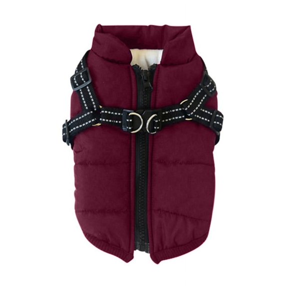 Pet Warm Jacket Small Dog Vest Harness Puppy Winter 2 in 1 Outfit Cold Weather Coat Zipper Fleece Dog Clothes for Puppy Small Dogs Cats
