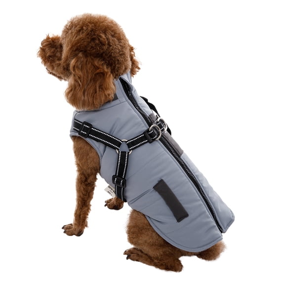 Pet Warm Jacket Small Dog Vest with Harness Puppy Winter 2 in 1 Outfit Cold Weather Coat