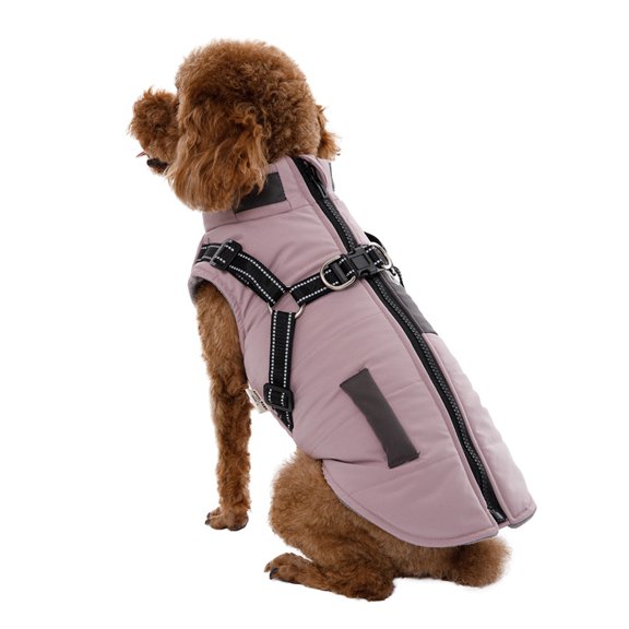 Pet Warm Jacket Small Dog Vest with Harness Puppy Winter 2 in 1 Outfit Cold Weather Coat
