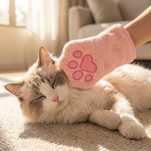 Pet Washing Mitt Fine Loop Cloth, Soft Absorbent Bathing Drying Mitt for Dogs and Cats, Lint Free Grooming Glove with Hanging Loop, Gentle Cleaning Mitt for Daily Pet Bath and Dry