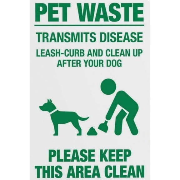 Pet Waste Leash-Curb And Clean Up After Your Dog Please Keep This Area Clean Sign Suitable For Outdoors Use, Yard, Farm, Fence, Home poster