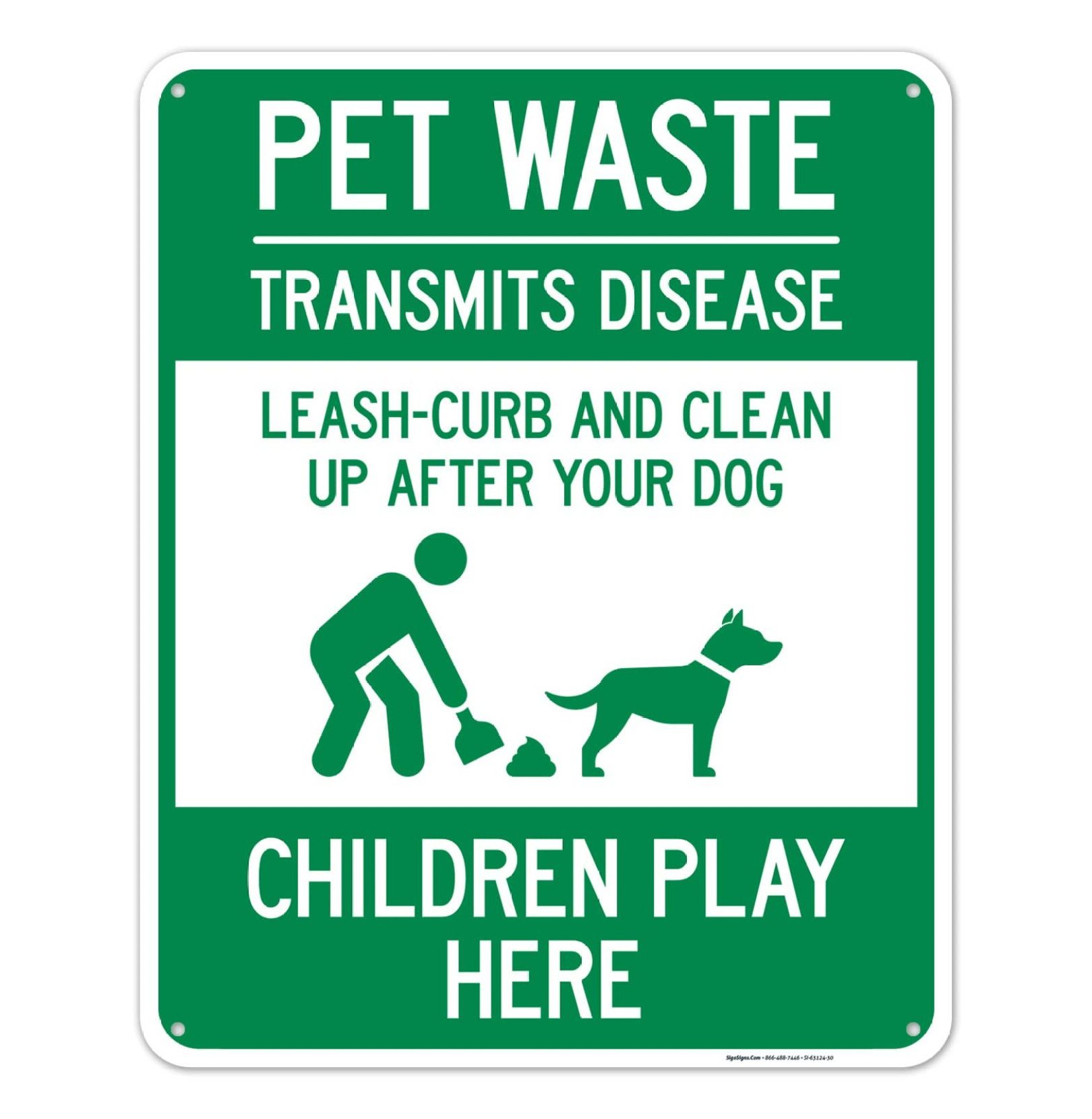Pet Waste Leash Curb and Clean Up After Your Dog Children Play Here