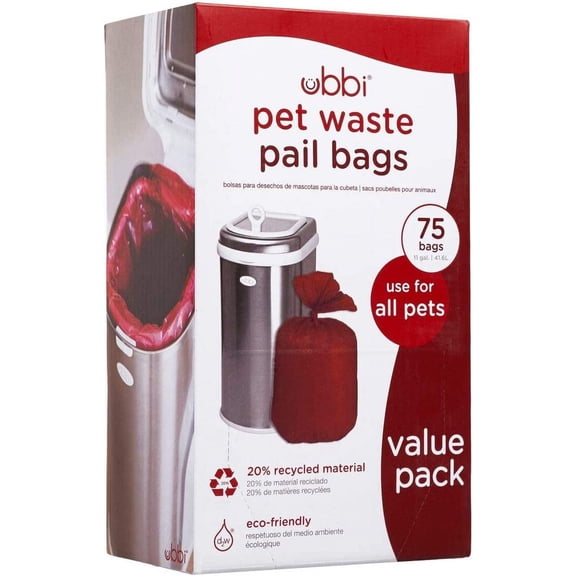 Pet Waste Pail Bags, Cat Litter Box Cleaning Solution, 75 Count Value Pack