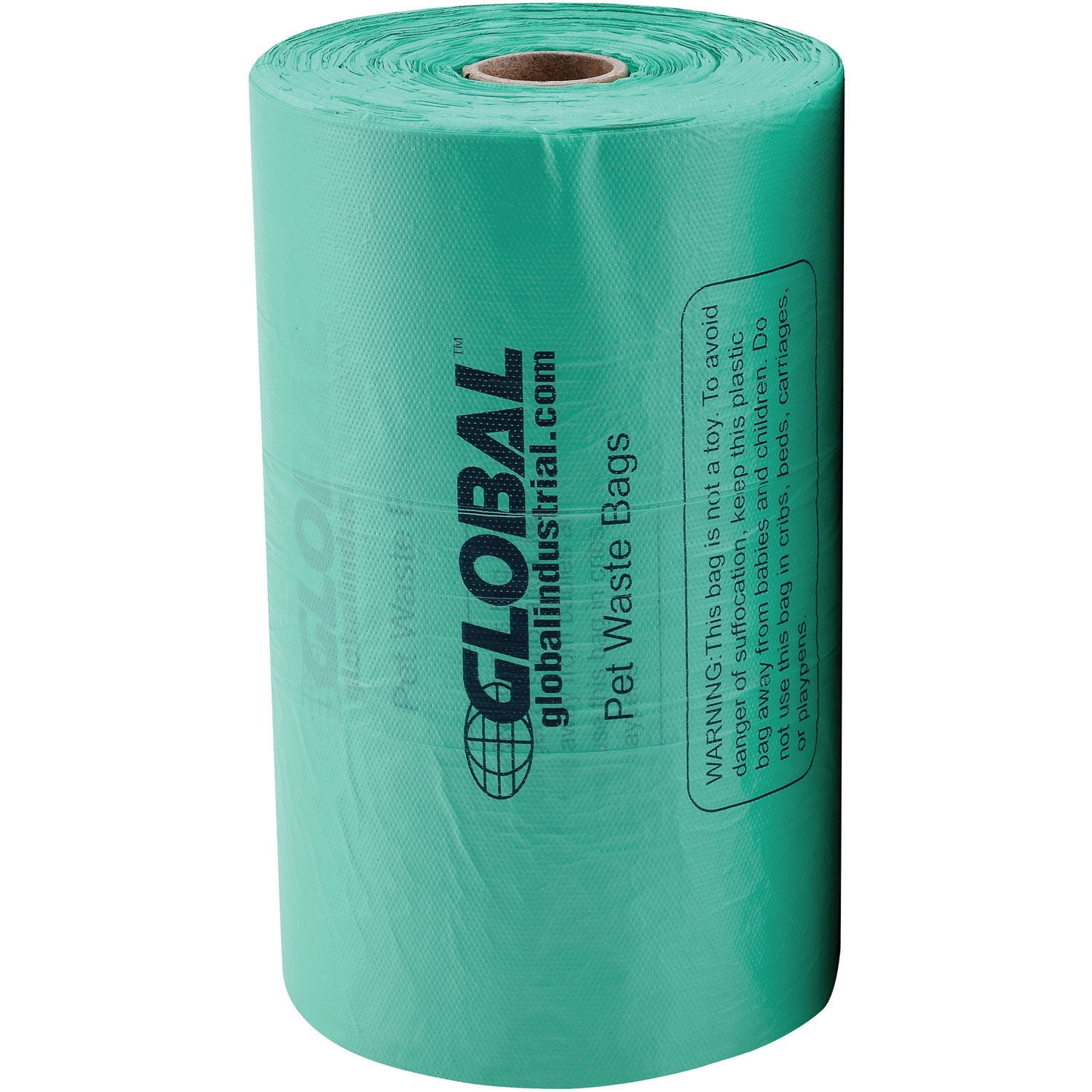 Global Industrial Pet Waste Plastic Bags With Tie-Handles Green 400 Bags/Roll