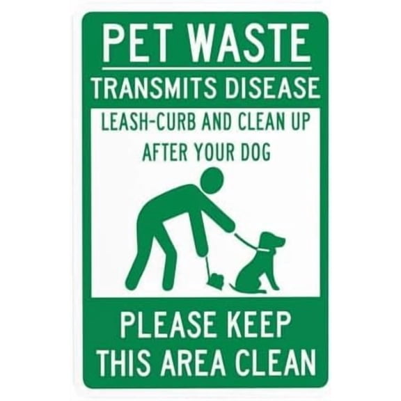 Pet Waste Transmits Disease, Please Keep This Area Clean Warning Sign, Pet Waste Security Metal Signs for Business Home Outdoor Indoor Street Wall Safety Caution Custom Decor 8 x 12 Inch