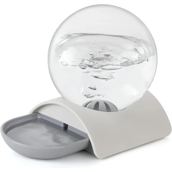 Pet Water Dispenser, 2.8L Automatic Gravity Cat Water Dispenser for Cats, Dogs & Rabbit, Detachable Cat Dog Water Dish Feeder with Spherical Waterer Bubble, Grey