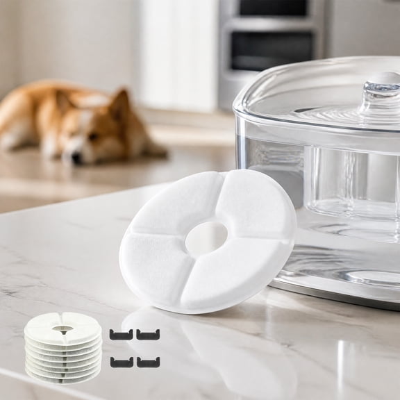 Pet Water Filter, Cat Water Fountain Filter, Dog Water Dispenser Accessory, 8 Pack Filter with Sponges, Multi-Layer Filtration for Pet Drinker, Easy Replacement, Suitable for 2.5L 3.2L Fountains