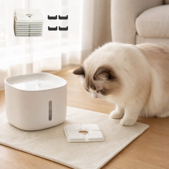 Pet Water Filter, Cat Water Fountain Filter, Dog Water Dispenser Accessory, 8 Pack Filter with Sponges, Multi-Layer Filtration for Pet Drinker, Easy Replacement, Suitable for 2.5L 3.2L Fountains