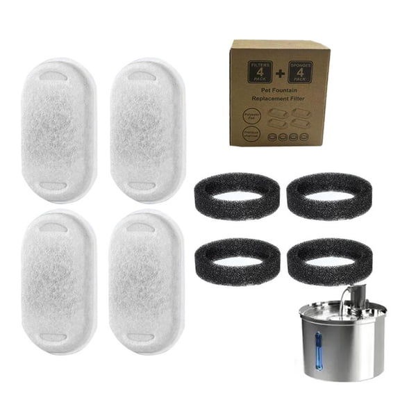 Pet Water Fountain Filters, 4-Pack Activated Carbon and Ion-Exchange Resin Replacement Filter Cartridges