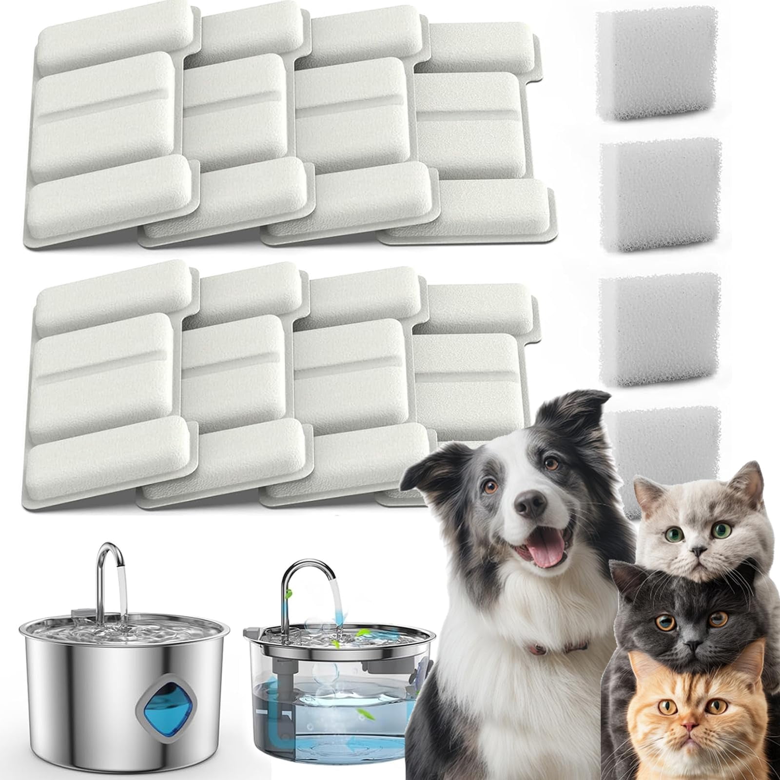 Pet Water Fountain Stainless Steel – Automatic Cat Dog Water Dispenser with 4-Level Filtration, LED Window & Ultra-Quiet Pump