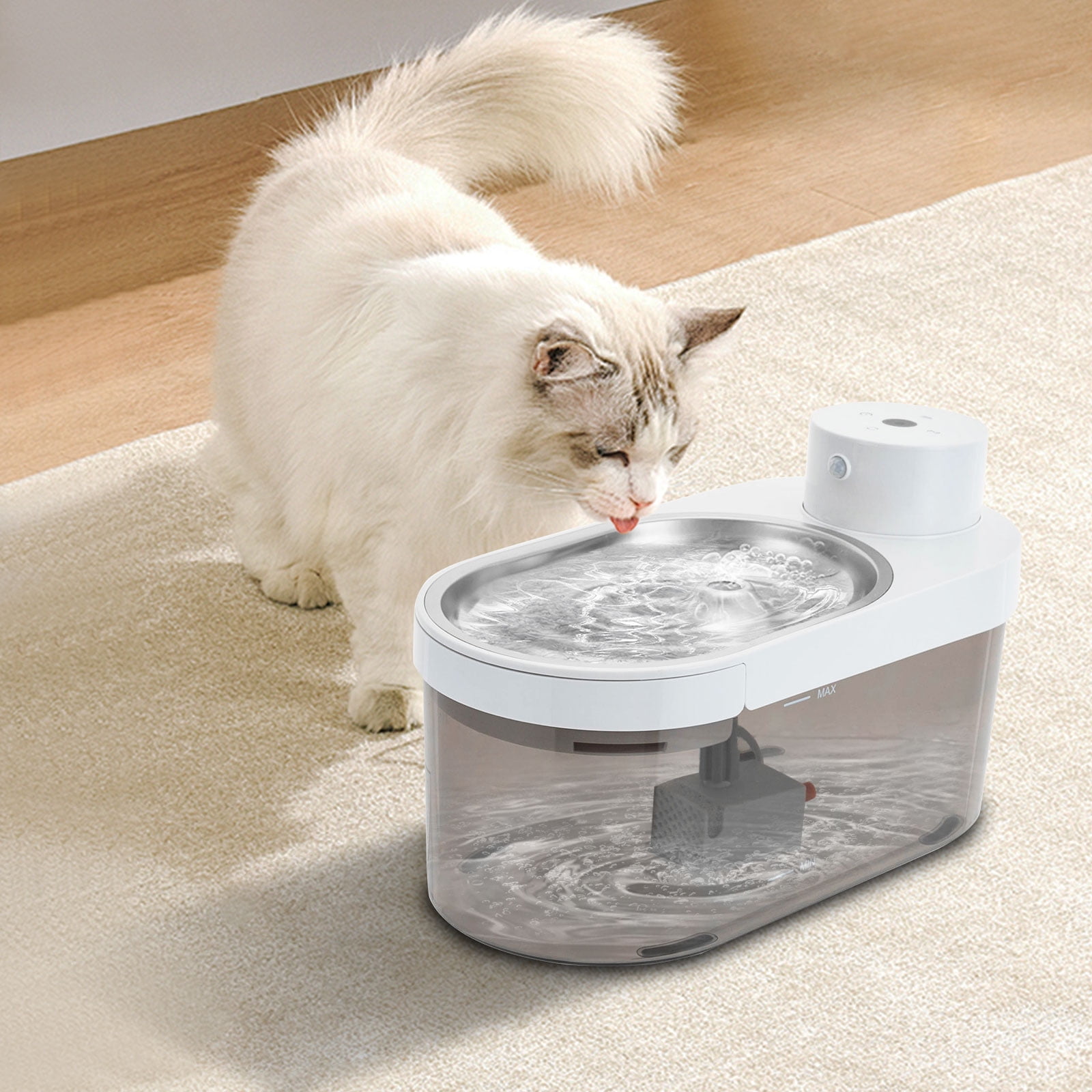 Pet Water Fountain for Cats & Dogs, 1.06 Gallon Capacity, Stainless Steel, Low Noise, Cordless, 3 Water Modes, Includes 2 Filters & USB Cable
