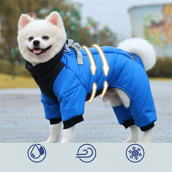 Pet Waterproof And Cold-Proof Four-Legged Cotton Clothing, Autumn And Winter Dog Cat Apparel, Milk Silk Fabric, Fashionable Design For Cute Cool Look, Secure Zipper Closure