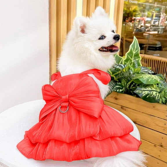 Pet Wedding Dress Bridal Gown Dog Cat Formal Attire XXL Size Puppy Bride Costume With Leash Hook Lace Elegant Ceremony Outfit