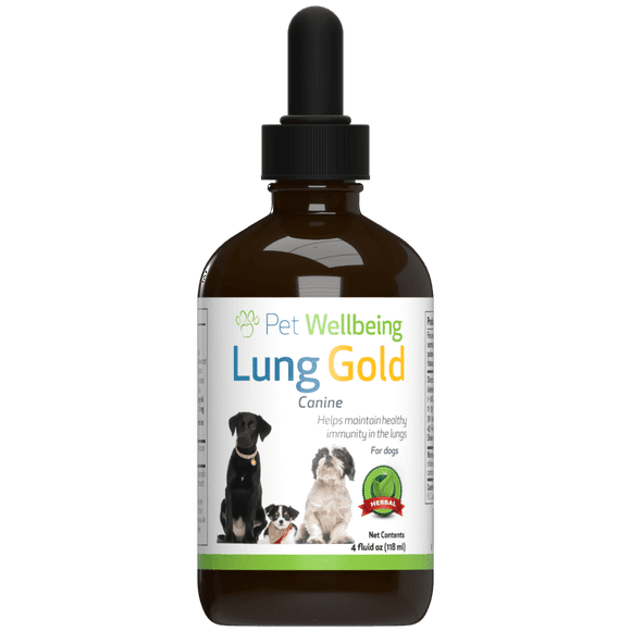 Pet Wellbeing - Lung Gold for Dogs - Natural Breathing support for Canines - 4oz (118ml)