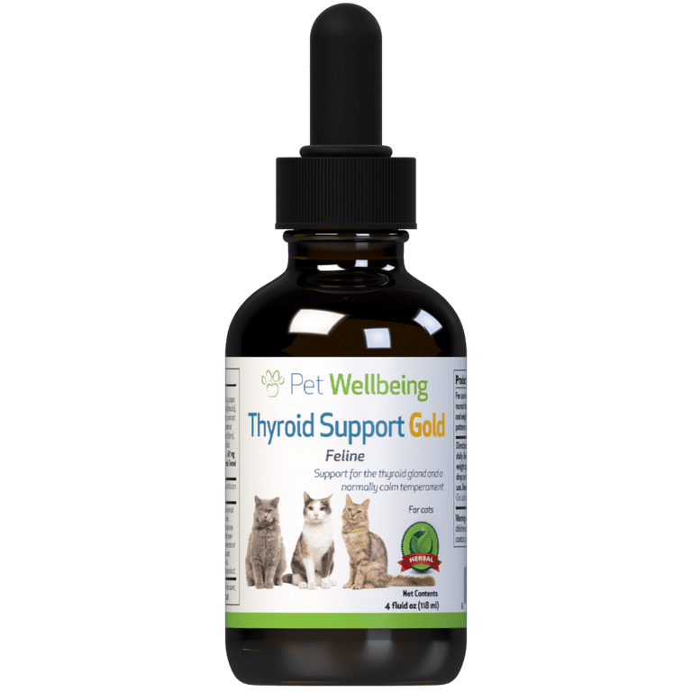 Pet Wellbeing Natural Cat Hyperthyroidism Support Thyroid Support Gold 4oz 118ml Walmart