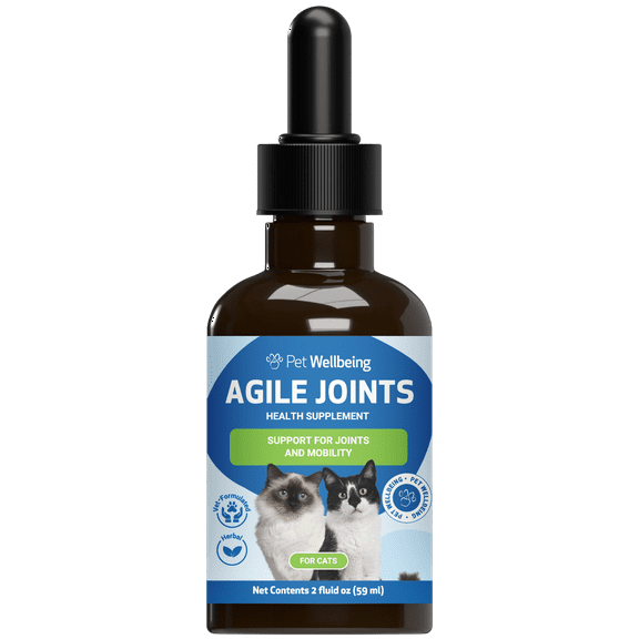 Pet Wellbeing Natural Cat Joint Pain Supplement - Agile Joints 2oz (59 mL)