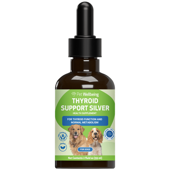 Pet Wellbeing Natural Thyroid Support for Dog Hypothyroidism - Thyroid Support Silver 2oz (59ml)