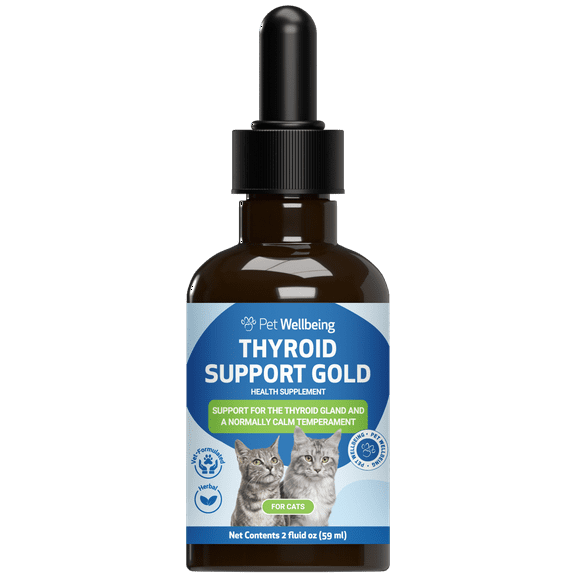 Pet Wellbeing Natural Cat Hyperthyroidism Support - Thyroid Support Gold 2oz (59ml)