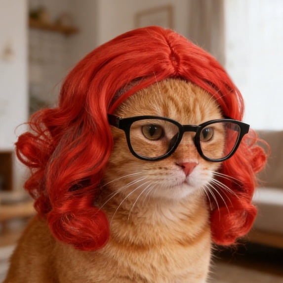 Pet Wig & Glasses Set Funny Cat Dog Dress Up Accessories Cute Pet Hair Headwear DIY Adjustable Pet Headgear for Birthday Parties Festivals Holiday Photo Props Puppy Kitten