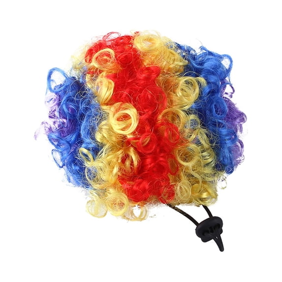 Pet Wig, Multicolor Curly Afro Clown Wig, 1 Pack Adjustable Funny Pet Wig for Cats and Dogs, Cute Novelty Costume Accessory for Holiday Halloween Cosplay Theme Party Photo Prop