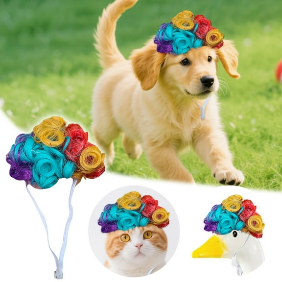Pet Wigs For Dogs Cats Funny Accessories Colorful Hair Wig Cute Photo Props For Dress Up Party Halloween For