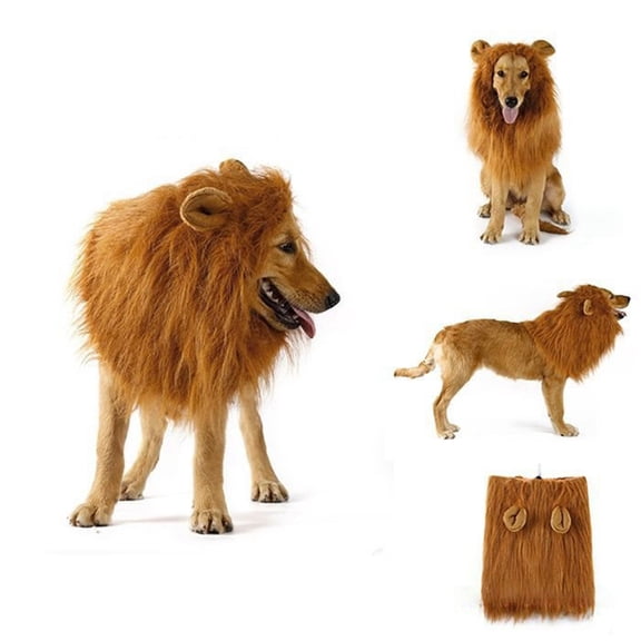 Pet Wigs Instant Transformation Headgear for Dogs Funny Hat Accessories for Themed Dress Up Gear,28 cmx38 cm,Khaki