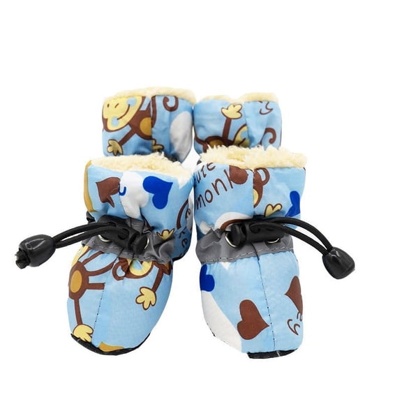 Pet Winter Boots for Small Dogs and Cats, Anti-Slip Warm Fleece Lined Dog Shoes with Adjustable Drawstring, Waterproof Outdoor Puppy Snow Booties for Cold Weather