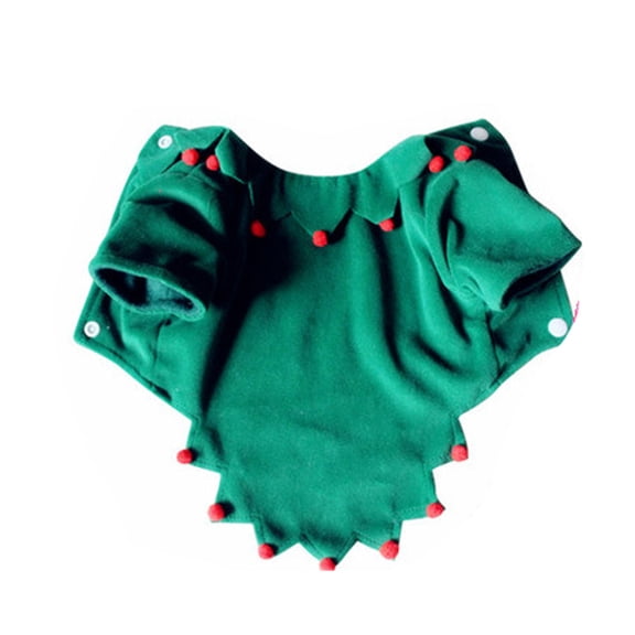 Pet Winter Christmas Elf Costume Dog Clothes Pet Cap Thick Party Hood Jumpsuit Puppy Christmas Coat S -S