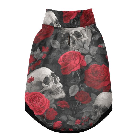 Pet Winter Coat Snow Zipper Clothing Cold Weather Dog Vest Warm Puppy Coat Skulls&red Roses